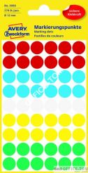 Kółka AVERY ZWECKFORM do zaznaczania kolorowe 270 etyk./op., Ø12 mm, mix kolorów