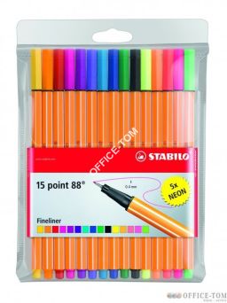 Cienkopis STABILO point 88, komplet 15 szt. , w tym 5 neonowych