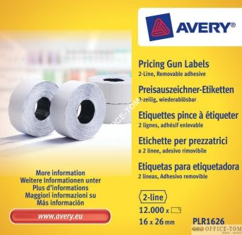 Etykiety do metkownicy dwuwierszowej, białe, 16 x 26mm., usuwalne, 1200 szt./rolka Avery Zweckform