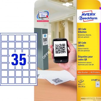 Etykiety do kodów QR A4, 25 ark./op., 35 x 35 mm,białe Avery Zweckform