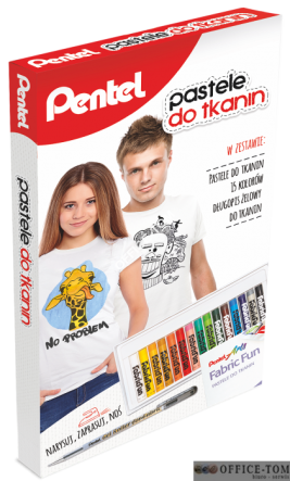Zestaw pasteli do tkanin z długopisem żelowym Pentel PTS15+BN15