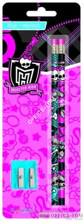 Ołówki grafitowe z gumką z nadrukiem 2 szt.+ temperówka(blister) MONSTER HIGH ST.MAJEWSKI
