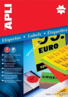 Etykiety APLI  uniwersalne 210x297 zaokrąglone rogi fluo pomarańczowe 20ark 20szt