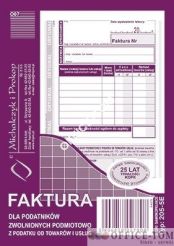 Faktura dla podatników zwolnionych podmiotowo z podatku od towarów i usług A6 (o+1k) Michalczyk i Prokop