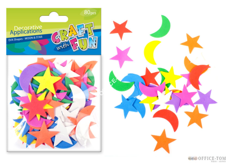 Ozdoba Dekoracyjna Pianka Gwiazdy/Księżyce 80Szt CRAFT WITH FUN