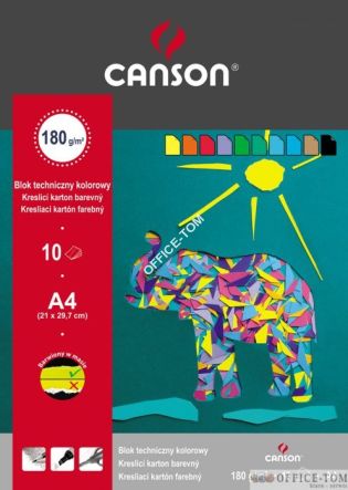Blok techniczny kolorowy A4 180G 10ark. (SŁOŃ)  100554888 CANSON