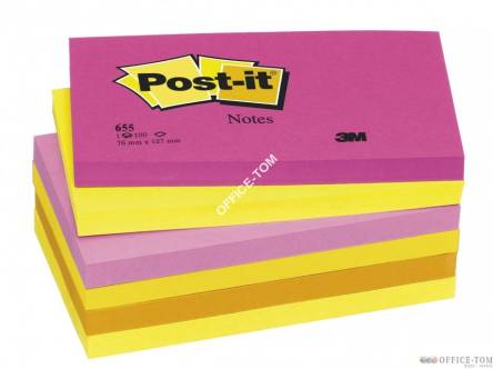 Bloczki samoprzylepne 3M POST-IT® 655 N 76x127 Różowy neonowy 100k