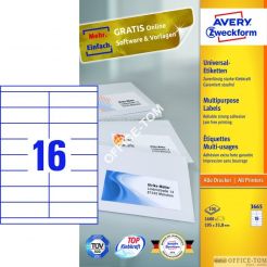 Trwałe Etykiety AVERY ZWECKFORM uniwersalne A4, 100 ark./op., 105 x 33,8 mm, białe