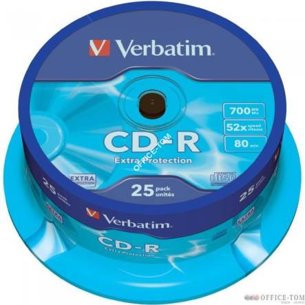 Płyta VERBATIM CD-R cake box 25 700MB 52x Extra Protection