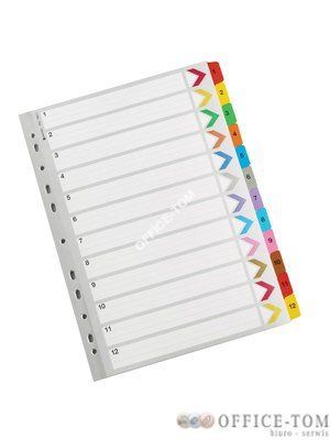 Przekładki indeksowe REXEL A4 1-12 kolorowe kartonowe Mylar