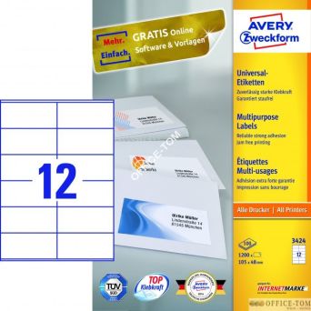 Etykiety uniwersalne Avery Zweckform 105 x 48