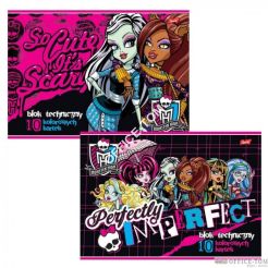 Blok techniczny z kolorowymi kartkami A4, 10k MONSTER HIGH