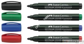 Marker 52 permanentny  CZERWONY końcówka okrągła opakowanie 12szt. FABER-CASTELL