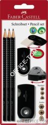 Zestaw GRIP 2001 & Sleeve czarny 3X Ołówek/Gumka/Temperówka na blistrze FABER-CASTELL