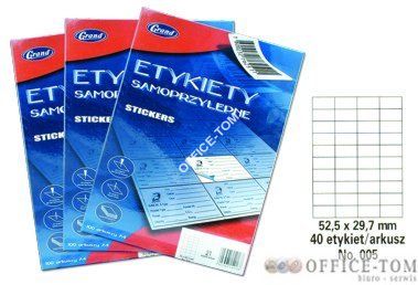 Etykiety samoprzylepne GRAND - 005 52 5*29 7/40