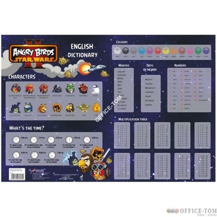 Podkład szkolny na biurko obustronny 55x38 cm ANGRY BIRDS & STAR WARS II  St.Majewski